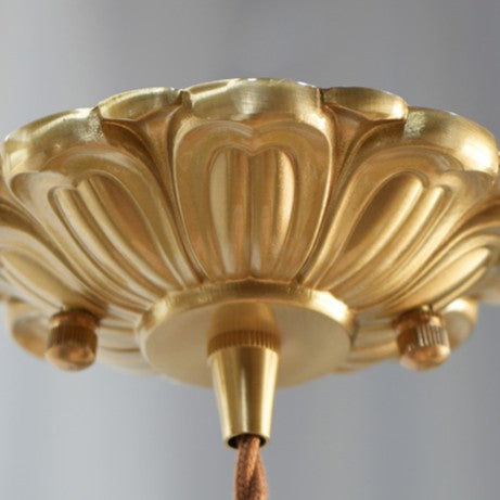 French Vintage Fabric Tassel Lampshade Brass 1-Light Pendant Light