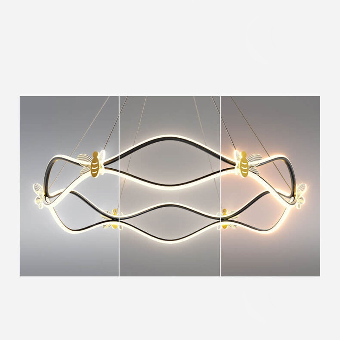ثريا جزيرة LED بإضاءة 3/4 ضوء مصنوعة من الحديد المموج بتصميم عصري بسيط 