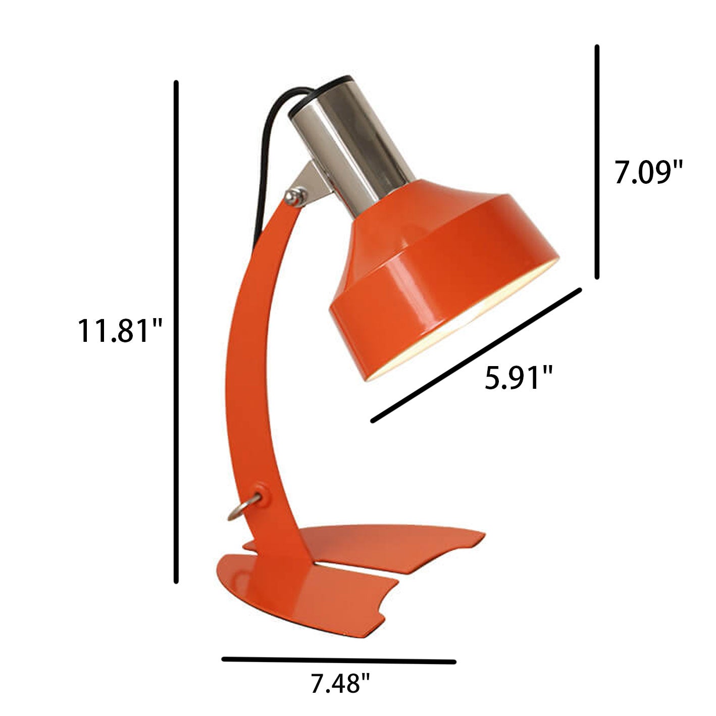 Vintage Orange Iron Dome Shade Fishtail Base  1-Light Table Lamp