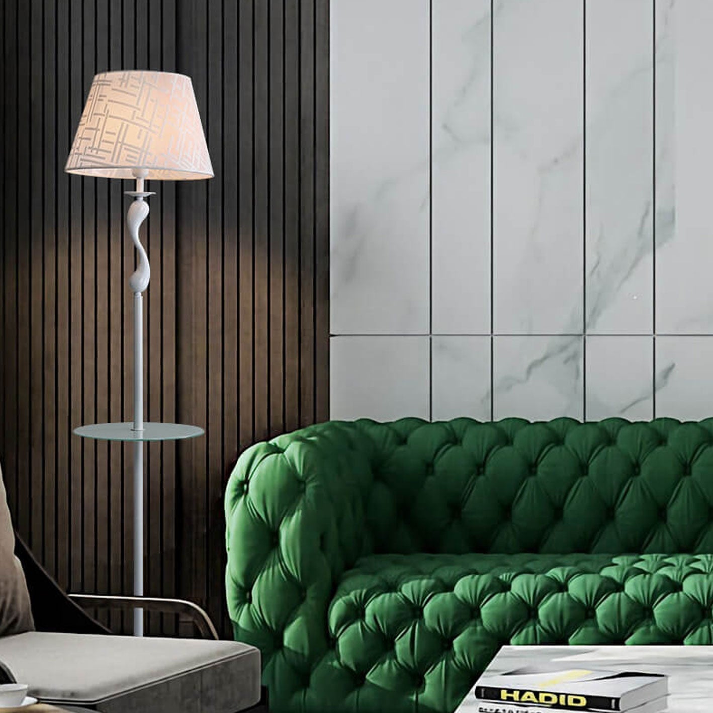 Modern Simple Linen Fabric Dome Iron 1-Light Standing Floor Lamp
