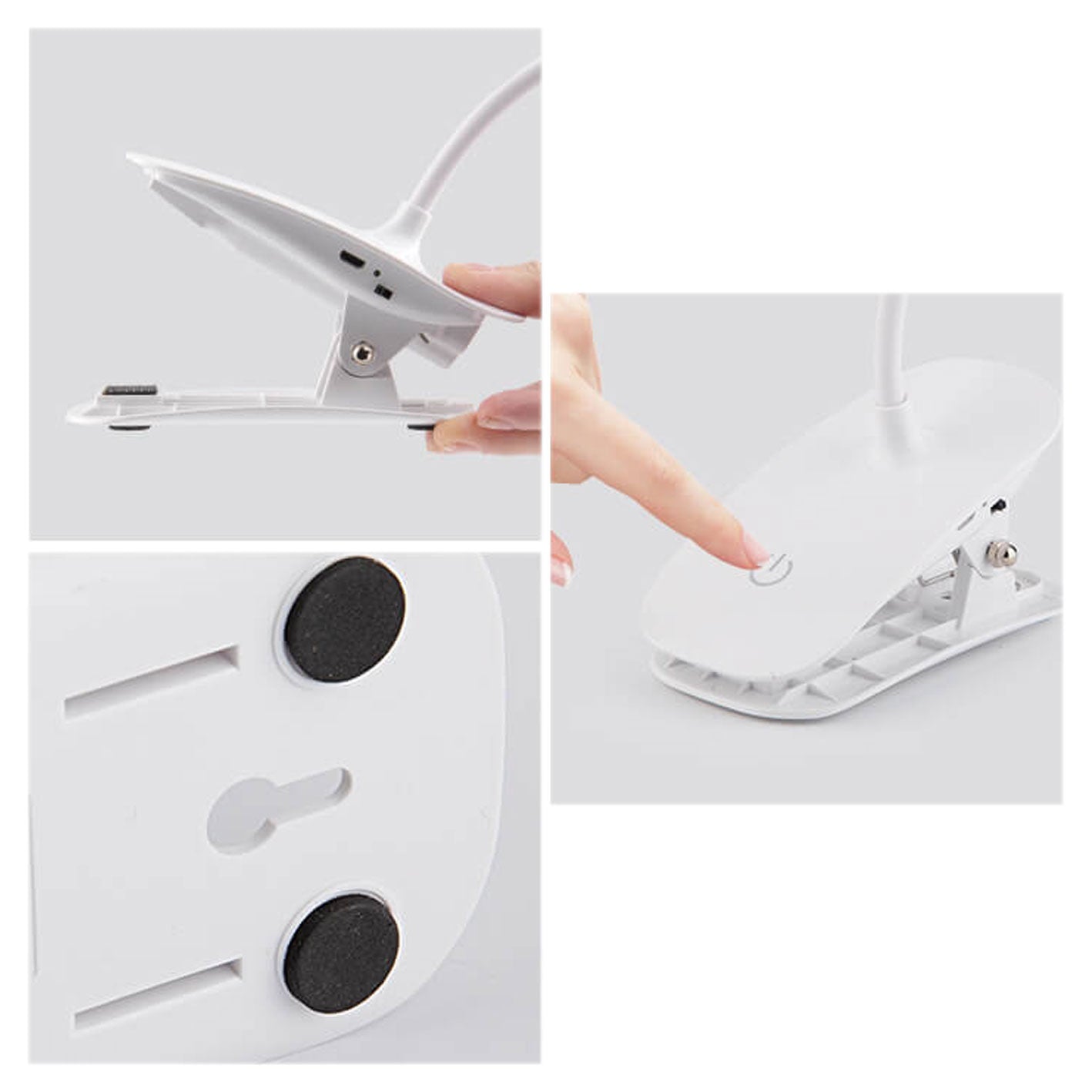 Simple Creative Foldable Round Shade Rechargeable Clips LED Desk Lamp