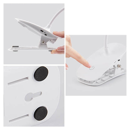 Simple Creative Foldable Round Shade Rechargeable Clips LED Desk Lamp