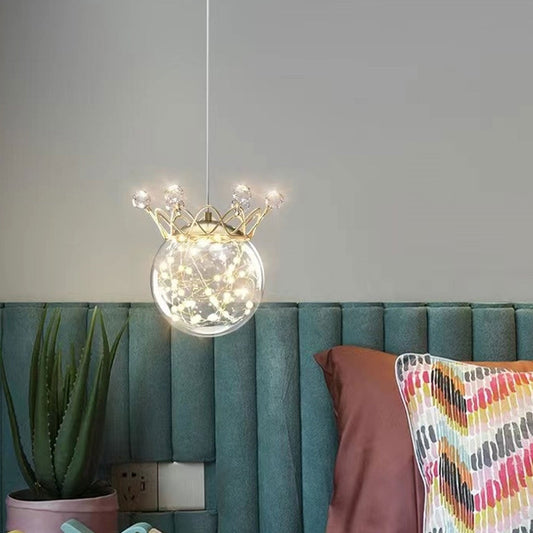 مصباح LED معلق على شكل تاج نجمي عصري من الزجاج 