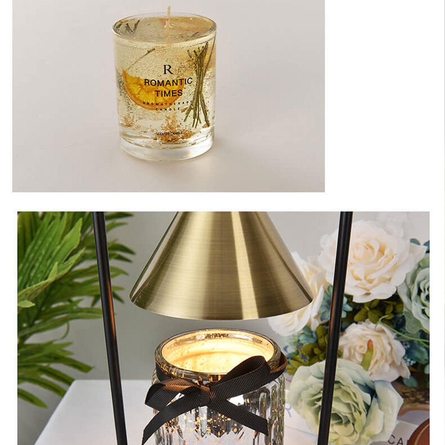 European Luxury Metal Cone Shade 1-Light Melting Wax Table Lamp