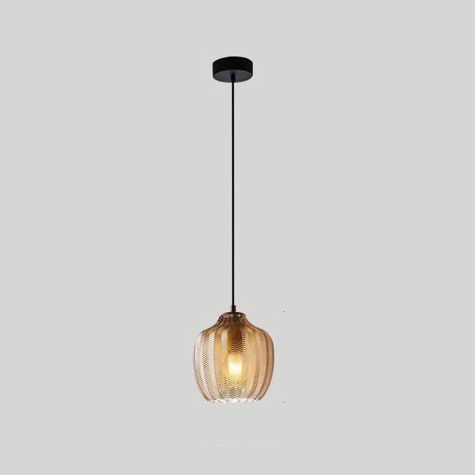 Nordic Textured Wavy Glass 1-Light Barrel Pendant Light