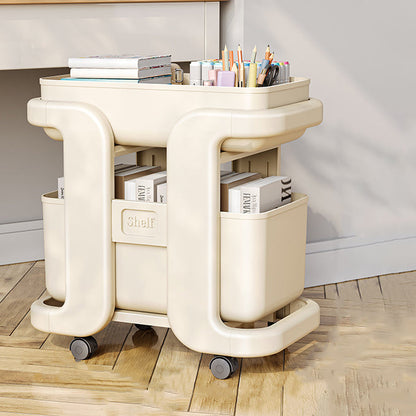 Modern Minimalist Rectangular Movable PP End Table 2-Tier For Bedroom