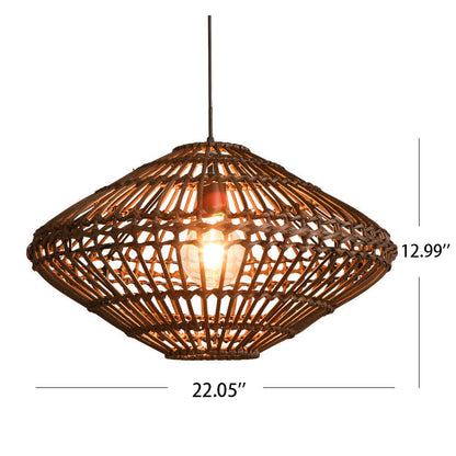 Modern Rattan Vintage Southeast Asian Style 1-Light Pendant Light