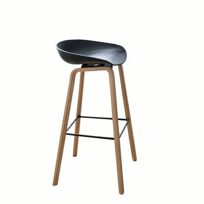 Modern Minimalist Rectangular PP Wood Bar Stool Backless Armless For Dining Room