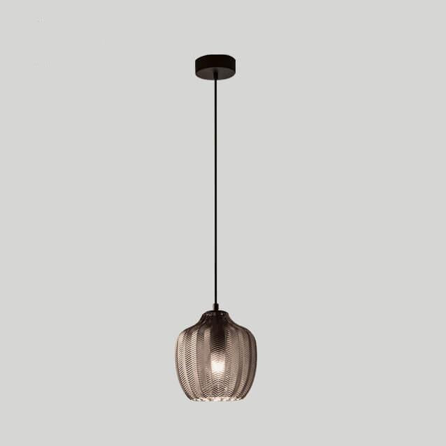 Nordic Textured Wavy Glass 1-Light Barrel Pendant Light
