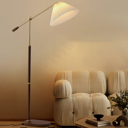Traditional Japanese Umbrella Fabric Ash Iron 1 - Light Standing Floor Lamp For Living Room