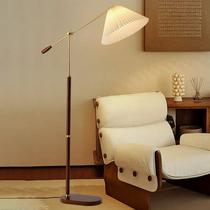 Traditional Japanese Umbrella Fabric Ash Iron 1 - Light Standing Floor Lamp For Living Room