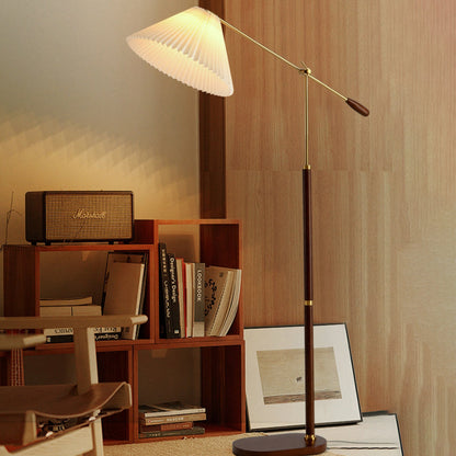 Traditional Japanese Umbrella Fabric Ash Iron 1 - Light Standing Floor Lamp For Living Room