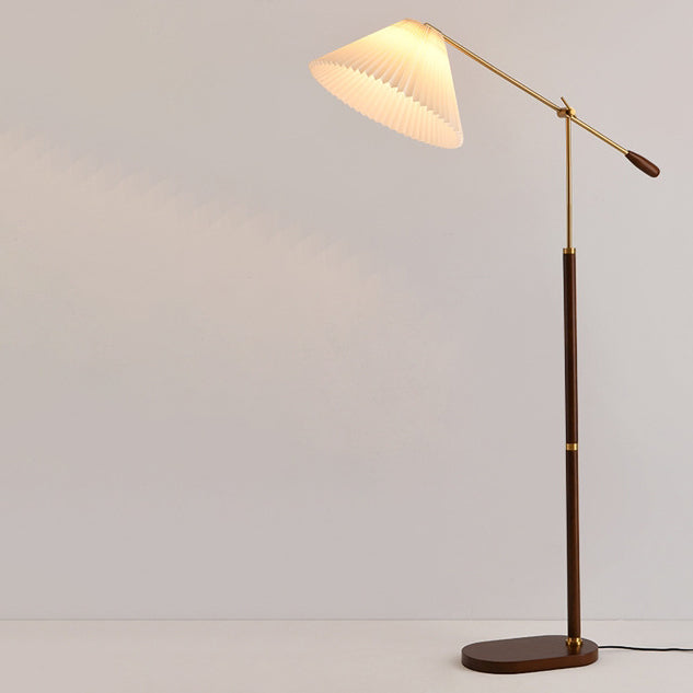 Traditional Japanese Umbrella Fabric Ash Iron 1 - Light Standing Floor Lamp For Living Room