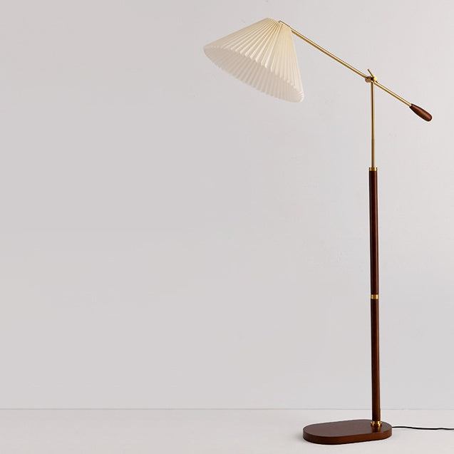 Traditional Japanese Umbrella Fabric Ash Iron 1 - Light Standing Floor Lamp For Living Room