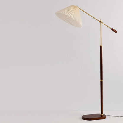 Traditional Japanese Umbrella Fabric Ash Iron 1 - Light Standing Floor Lamp For Living Room