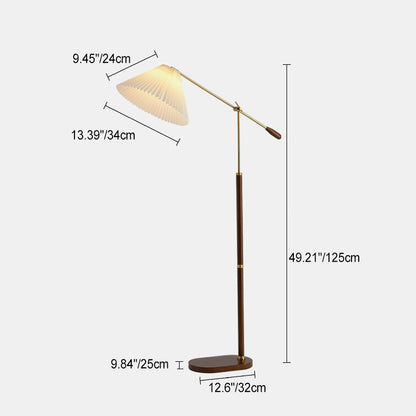 Traditional Japanese Umbrella Fabric Ash Iron 1 - Light Standing Floor Lamp For Living Room