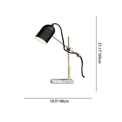Contemporary Nordic Geometric Lines Iron Marble 1-Light Table Lamp For Bedroom Or Home Office