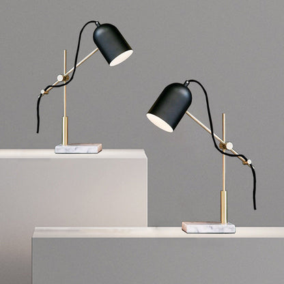Contemporary Nordic Geometric Lines Iron Marble 1-Light Table Lamp For Bedroom Or Home Office