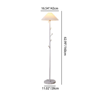 Modern Minimalist Umbrella Iron PVC Fabric Marble 1-Light Standing Floor Lamps For Living Room
