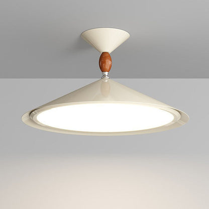 Contemporary Scandinavian Funnel Shape Aluminum Iron Acrylic LED Semi-Flush Mount Ceiling Light For Bedroom