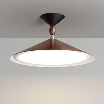 Contemporary Scandinavian Funnel Shape Aluminum Iron Acrylic LED Semi-Flush Mount Ceiling Light For Bedroom