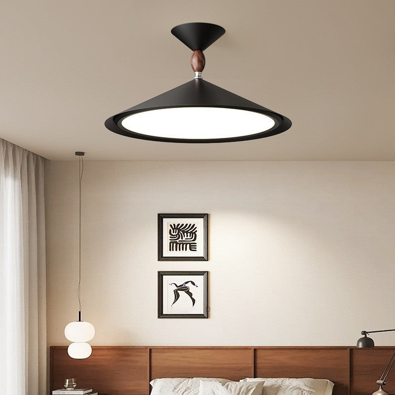 Contemporary Scandinavian Funnel Shape Aluminum Iron Acrylic LED Semi-Flush Mount Ceiling Light For Bedroom