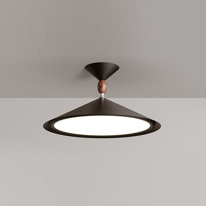 Contemporary Scandinavian Funnel Shape Aluminum Iron Acrylic LED Semi-Flush Mount Ceiling Light For Bedroom