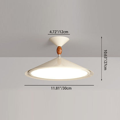 Contemporary Scandinavian Funnel Shape Aluminum Iron Acrylic LED Semi-Flush Mount Ceiling Light For Bedroom