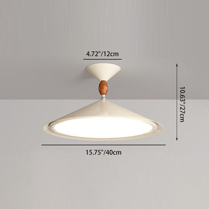 Contemporary Scandinavian Funnel Shape Aluminum Iron Acrylic LED Semi-Flush Mount Ceiling Light For Bedroom