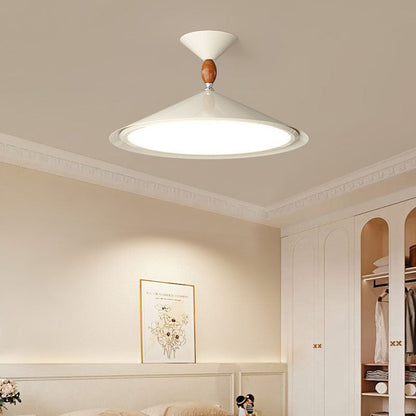 Contemporary Scandinavian Funnel Shape Aluminum Iron Acrylic LED Semi-Flush Mount Ceiling Light For Bedroom