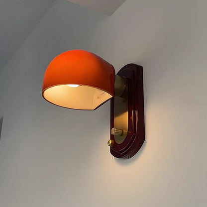 Traditional Vintage Wooden Glass Mushroom Shade 1-Light Wall Sconce Lamp For Bedroom