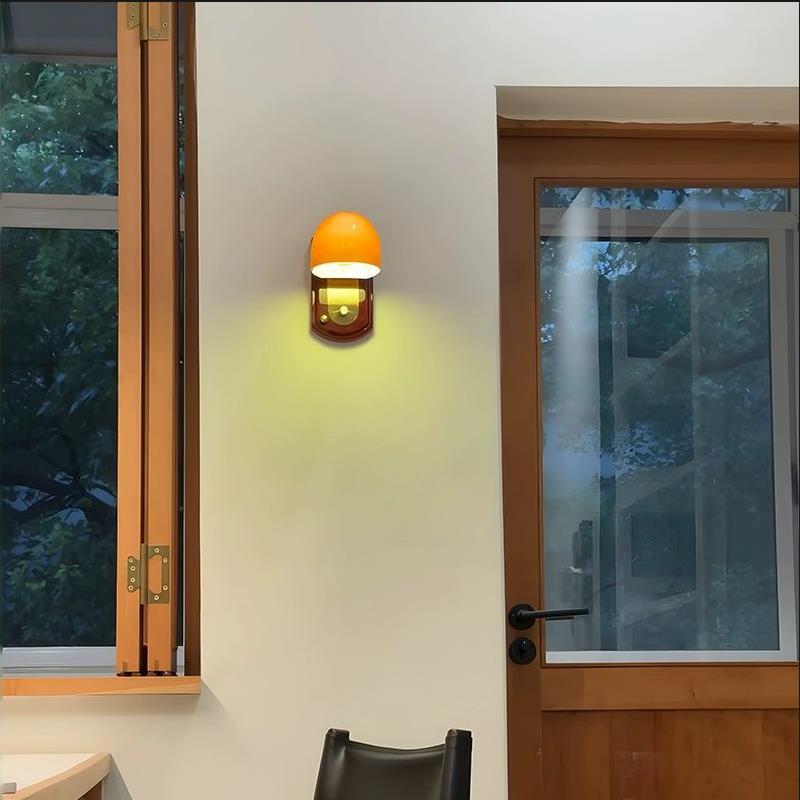 Traditional Vintage Wooden Glass Mushroom Shade 1-Light Wall Sconce Lamp For Bedroom
