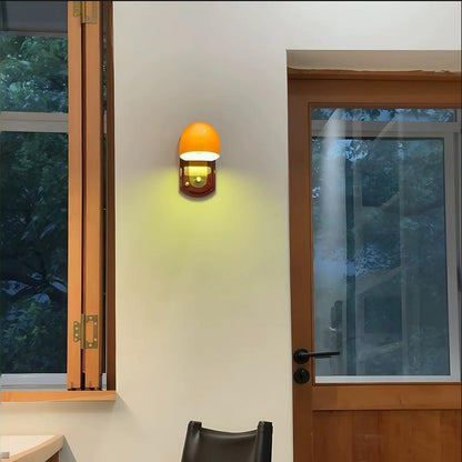 Traditional Vintage Wooden Glass Mushroom Shade 1-Light Wall Sconce Lamp For Bedroom