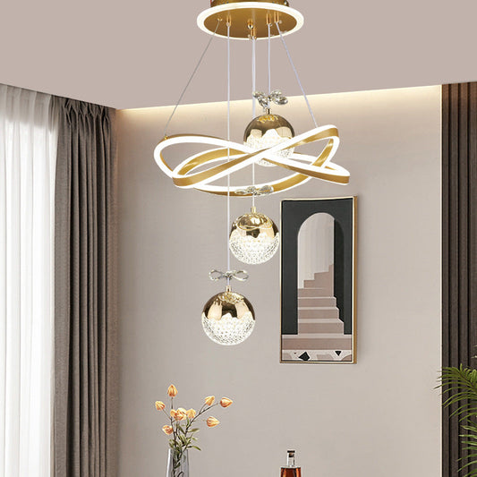 Contemporary Luxury Ball-Shaped Iron Aluminum Silicone Crystal LED Chandeliers For Living Room