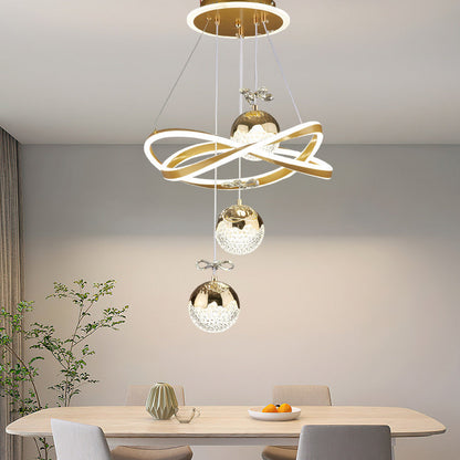 Contemporary Luxury Ball-Shaped Iron Aluminum Silicone Crystal LED Chandeliers For Living Room