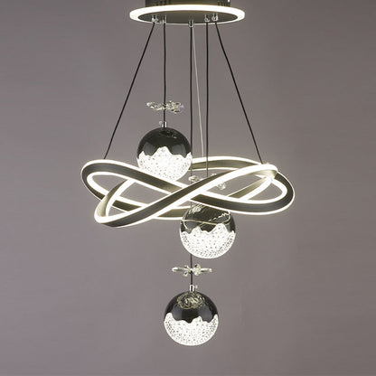 Contemporary Luxury Ball-Shaped Iron Aluminum Silicone Crystal LED Chandeliers For Living Room