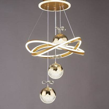 Contemporary Luxury Ball-Shaped Iron Aluminum Silicone Crystal LED Chandeliers For Living Room