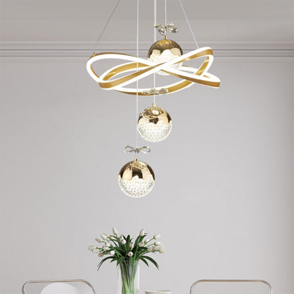 Contemporary Luxury Ball-Shaped Iron Aluminum Silicone Crystal LED Chandeliers For Living Room