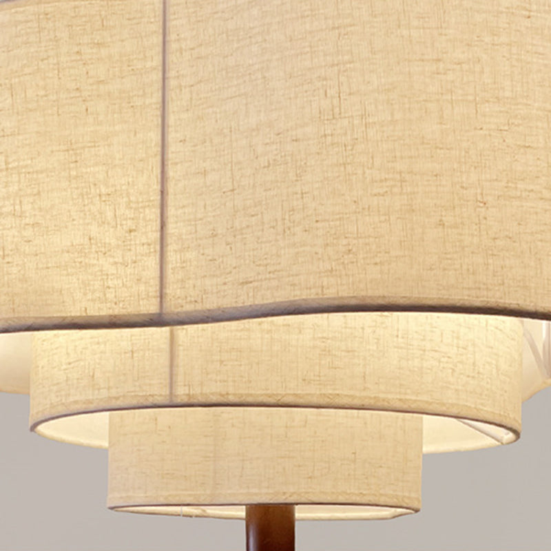 Traditional Vintage Irregular Shape Iron Solid Wood Fabric 1-Light Pendant Light For Dining Room