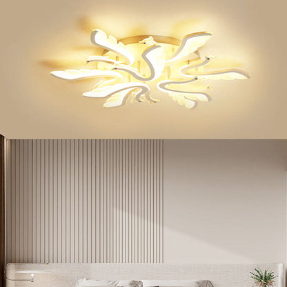Modern Luxury Phoenix Shape Metal Acrylic LED Semi-Flush Mount Ceiling Light For Living Room