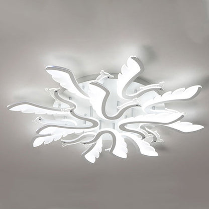 Modern Luxury Phoenix Shape Metal Acrylic LED Semi-Flush Mount Ceiling Light For Living Room