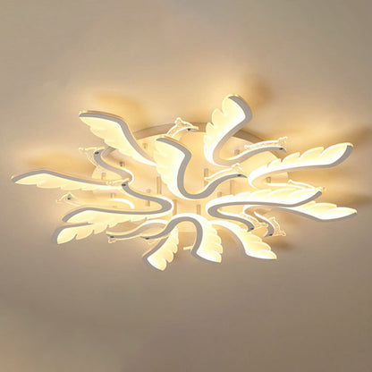 Modern Luxury Phoenix Shape Metal Acrylic LED Semi-Flush Mount Ceiling Light For Living Room