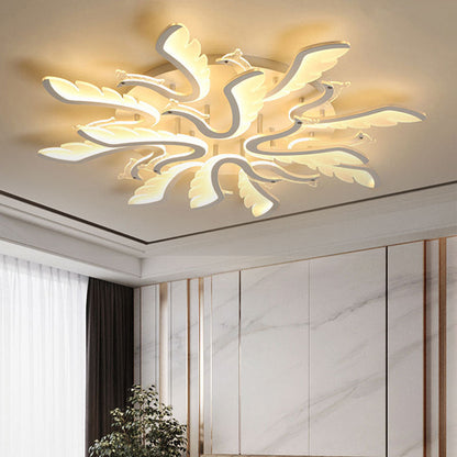 Modern Luxury Phoenix Shape Metal Acrylic LED Semi-Flush Mount Ceiling Light For Living Room