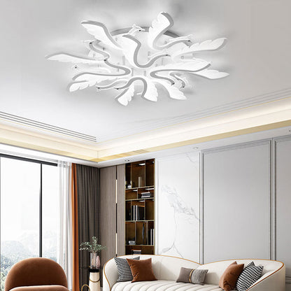 Modern Luxury Phoenix Shape Metal Acrylic LED Semi-Flush Mount Ceiling Light For Living Room