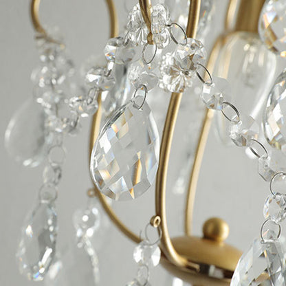 Traditional French Iron Crystal Flower 1-Light Chandelier For Dining Room