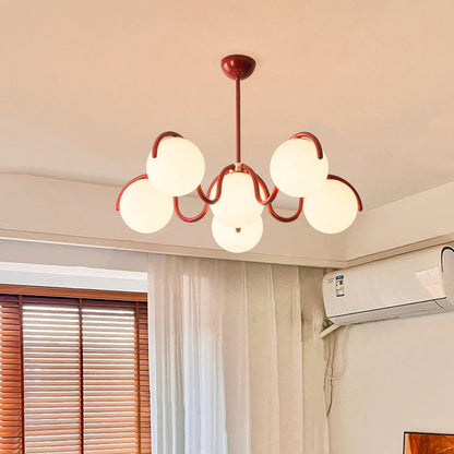 Contemporary Scandinavian Spherical Iron Glass 6-Light Chandelier For Bedroom