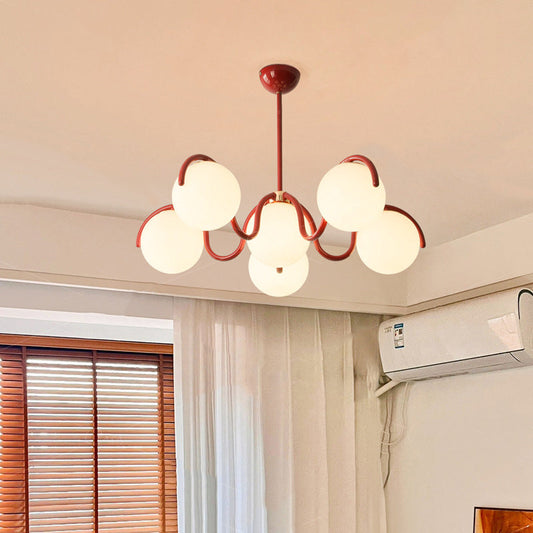 Contemporary Scandinavian Spherical Iron Glass 6-Light Chandelier For Bedroom