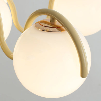 Contemporary Scandinavian Spherical Iron Glass 6-Light Chandelier For Bedroom