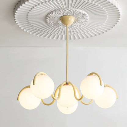 Contemporary Scandinavian Spherical Iron Glass 6-Light Chandelier For Bedroom