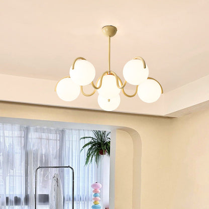 Contemporary Scandinavian Spherical Iron Glass 6-Light Chandelier For Bedroom